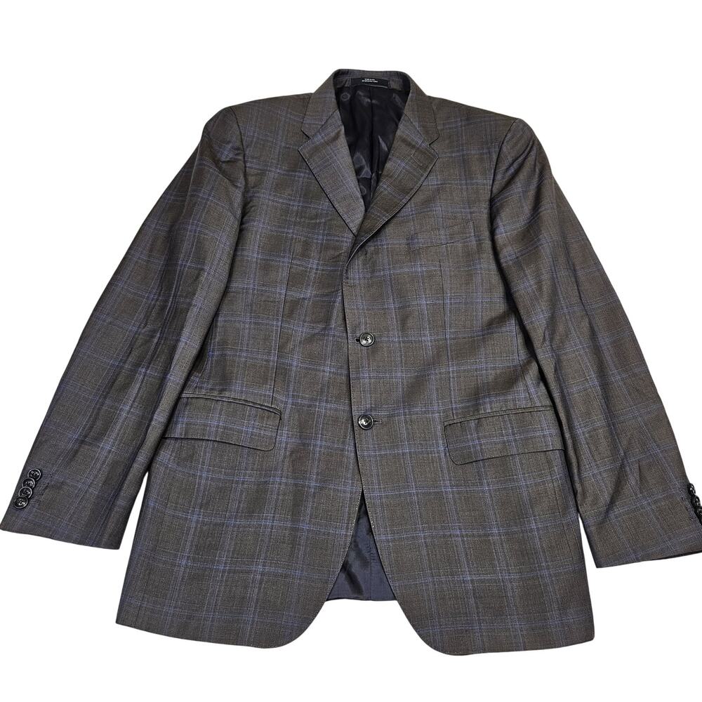 Ermenegildo Zegna Mens 40R Windowpane Trofeo Wool Sport Coat Saks Suit Jacket